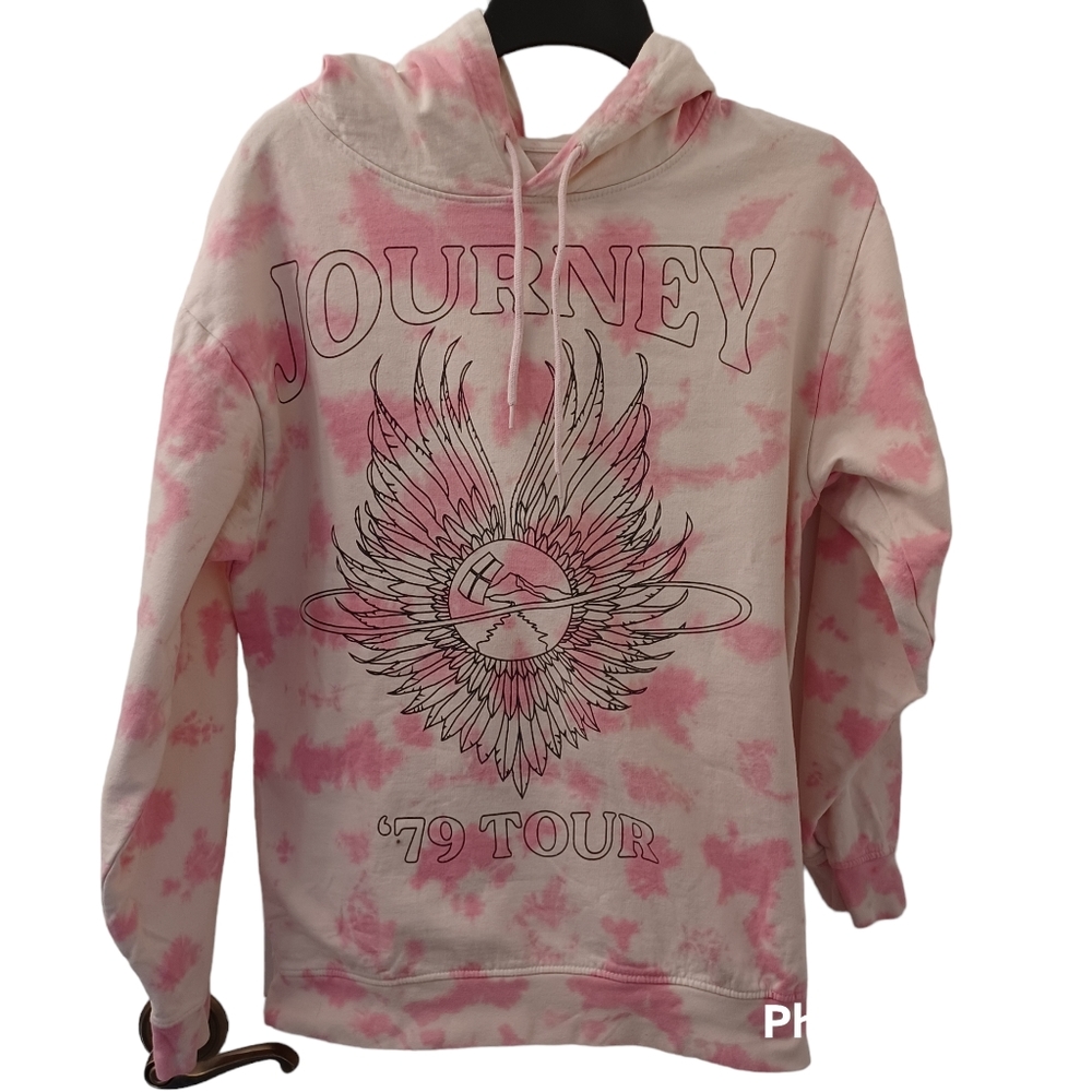 JOURNEY BRAND Pink Tie Dye Jouney '79 Tour Hoodie Sweatshirt size S